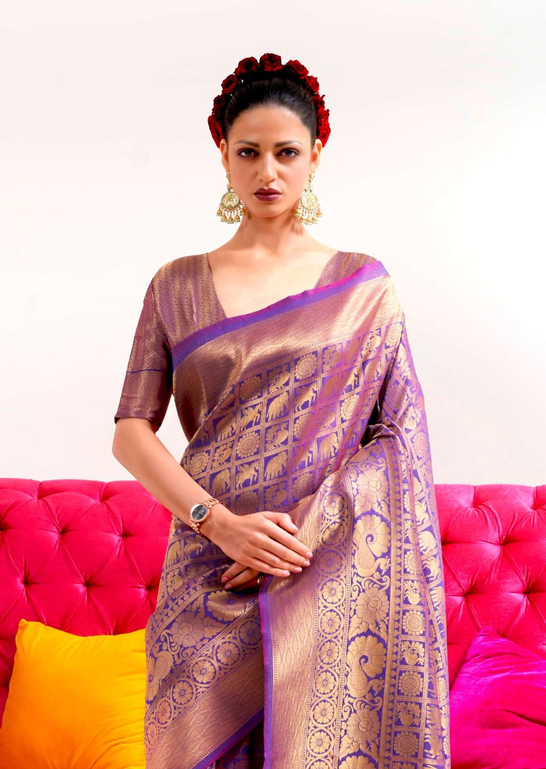 Indigo Hand Woven Kanjivaram Silk Saree