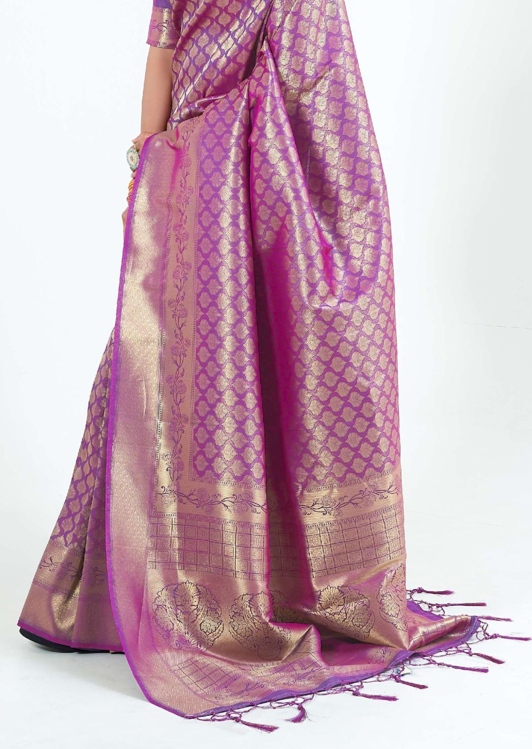 Magenta Purple Hand Woven Kanjivaram Silk Saree