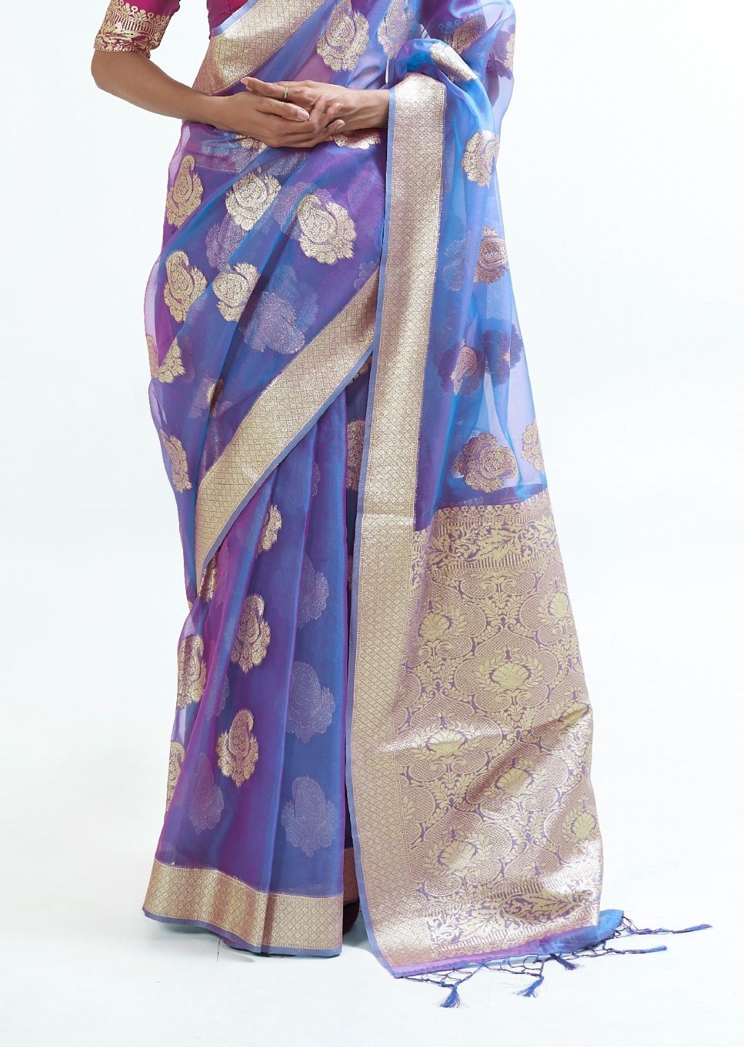 Iris Purple Hand Woven Organza Silk Saree