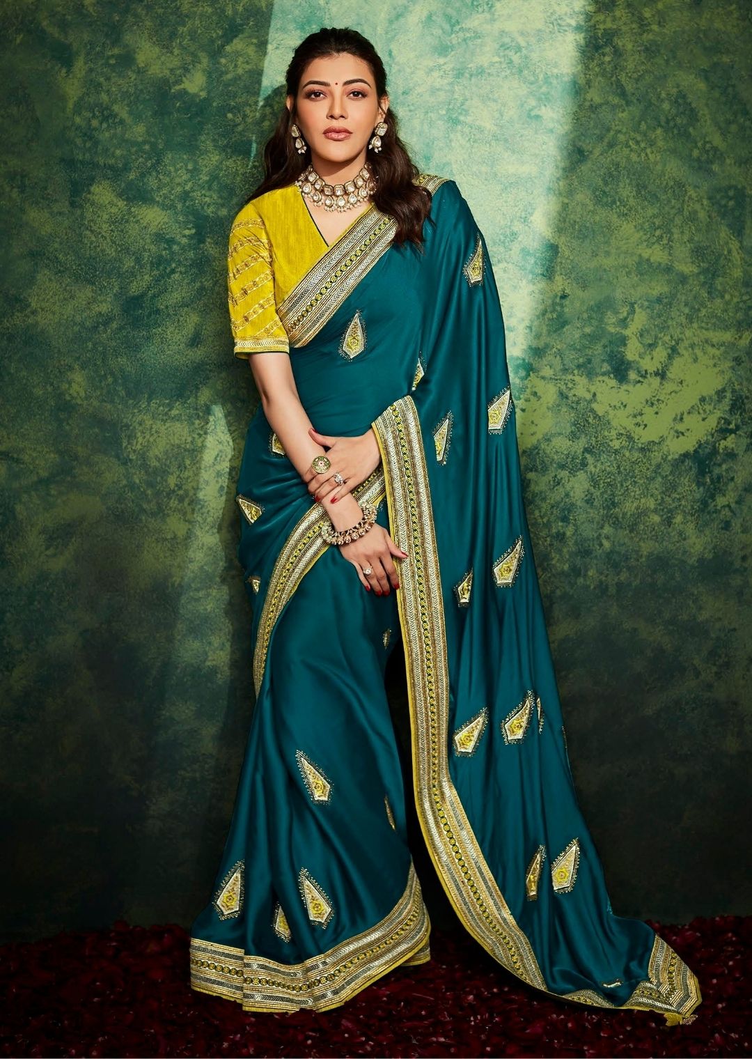 Teal Color Jacquard Work Fancy Dark Designer Wear Women Saree Blouse  -4730157044