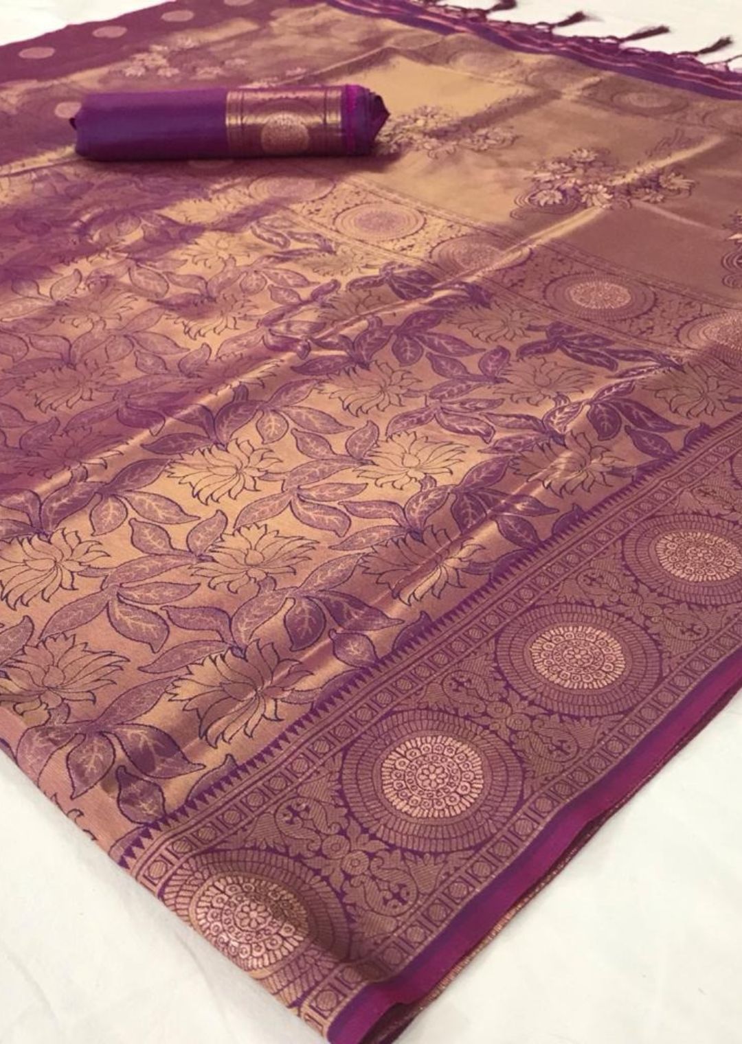 Purple Hand Woven Kanjivaram Silk Saree