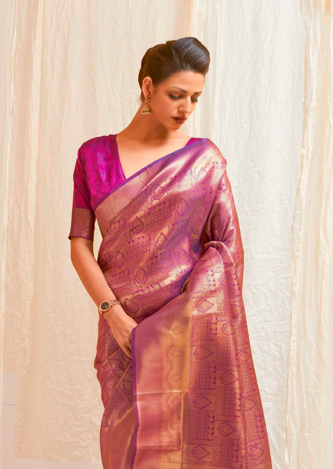 Plum Purple Hand Woven Kanjivaram Silk Saree