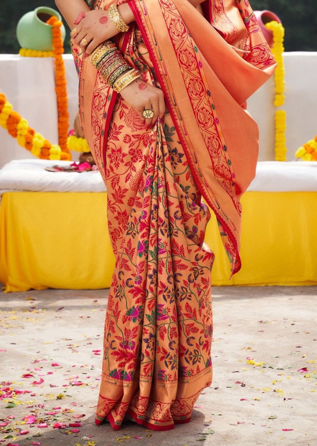 Red Woven Traditional Paithani Silk Saree