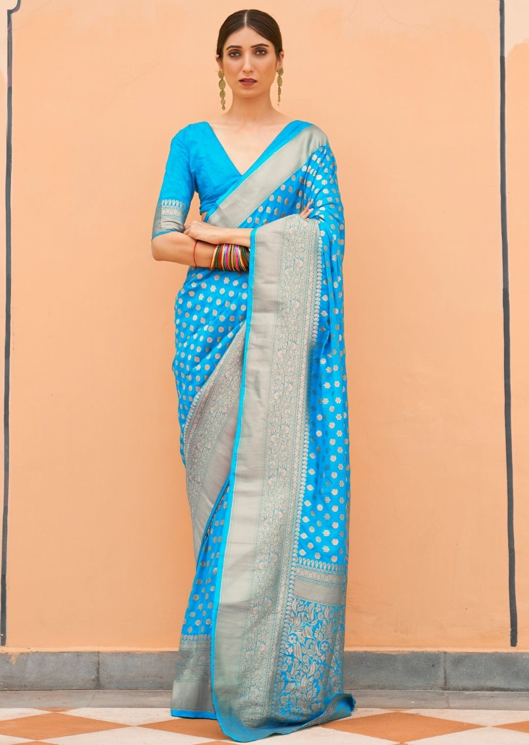 Sky Blue Sequence Saree | Leemboodi