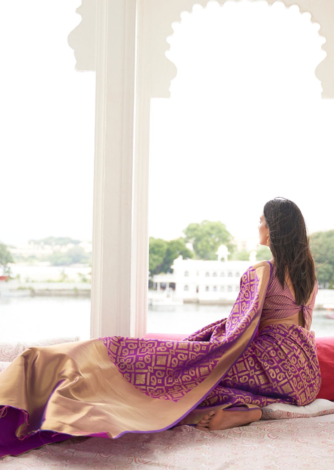 Purple Woven Banarasi Silk Saree