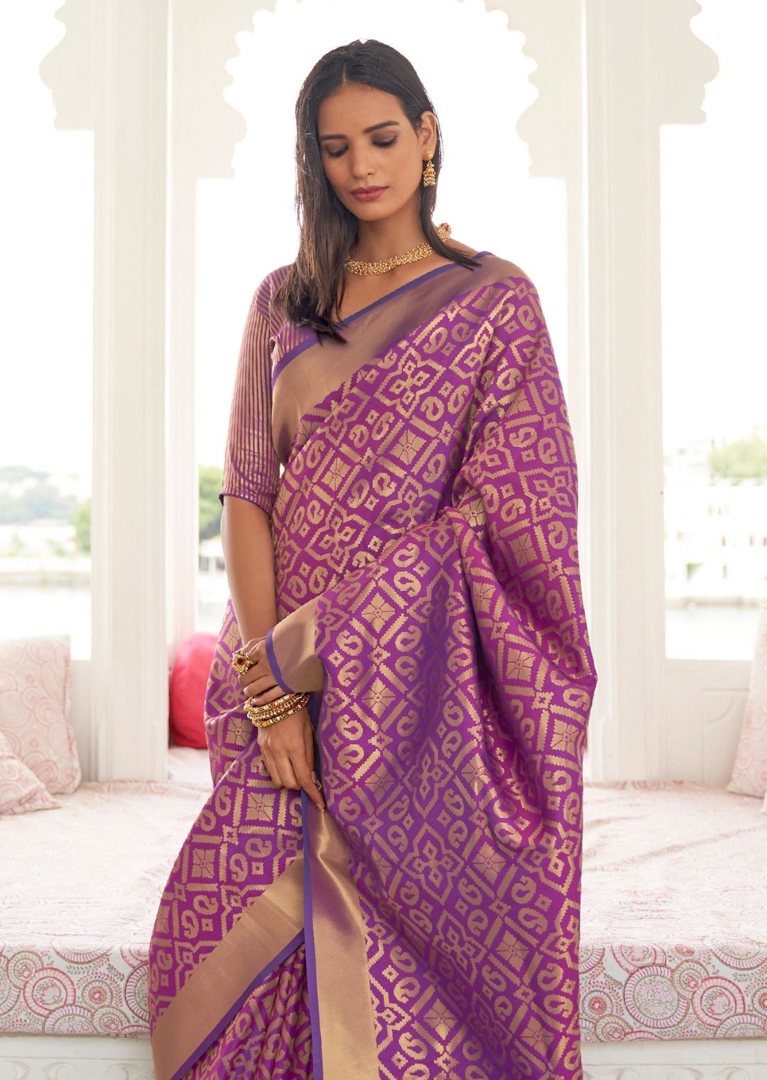 Purple Woven Banarasi Silk Saree