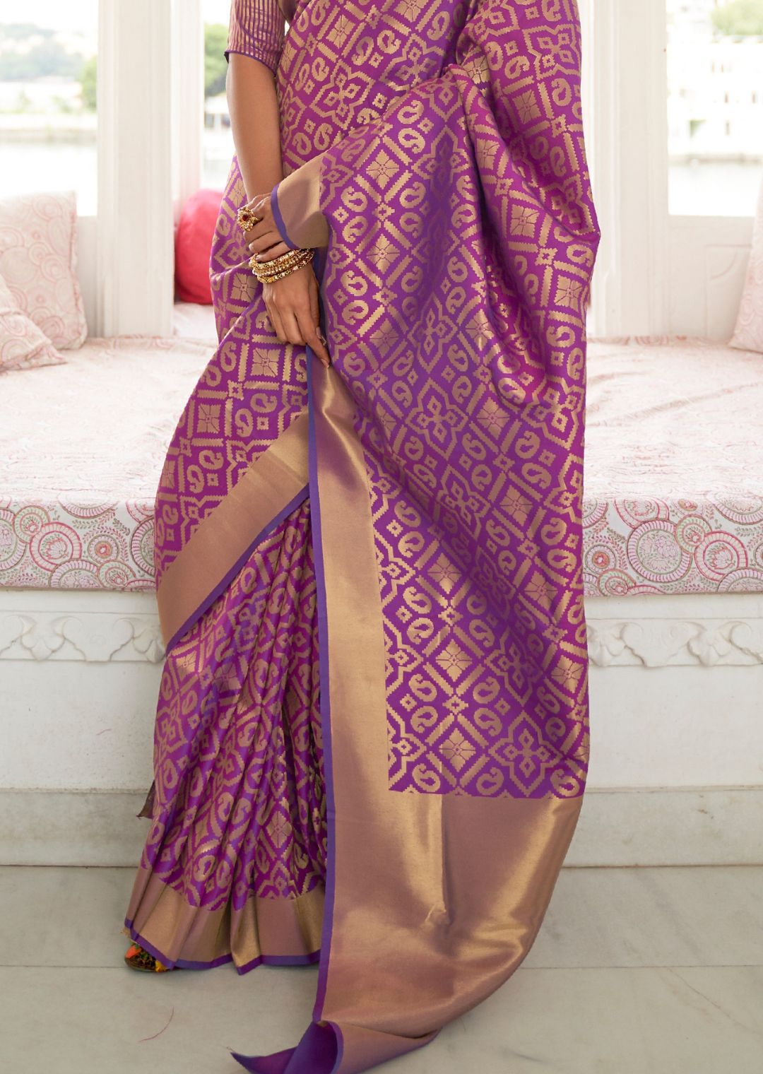 Purple Woven Banarasi Silk Saree