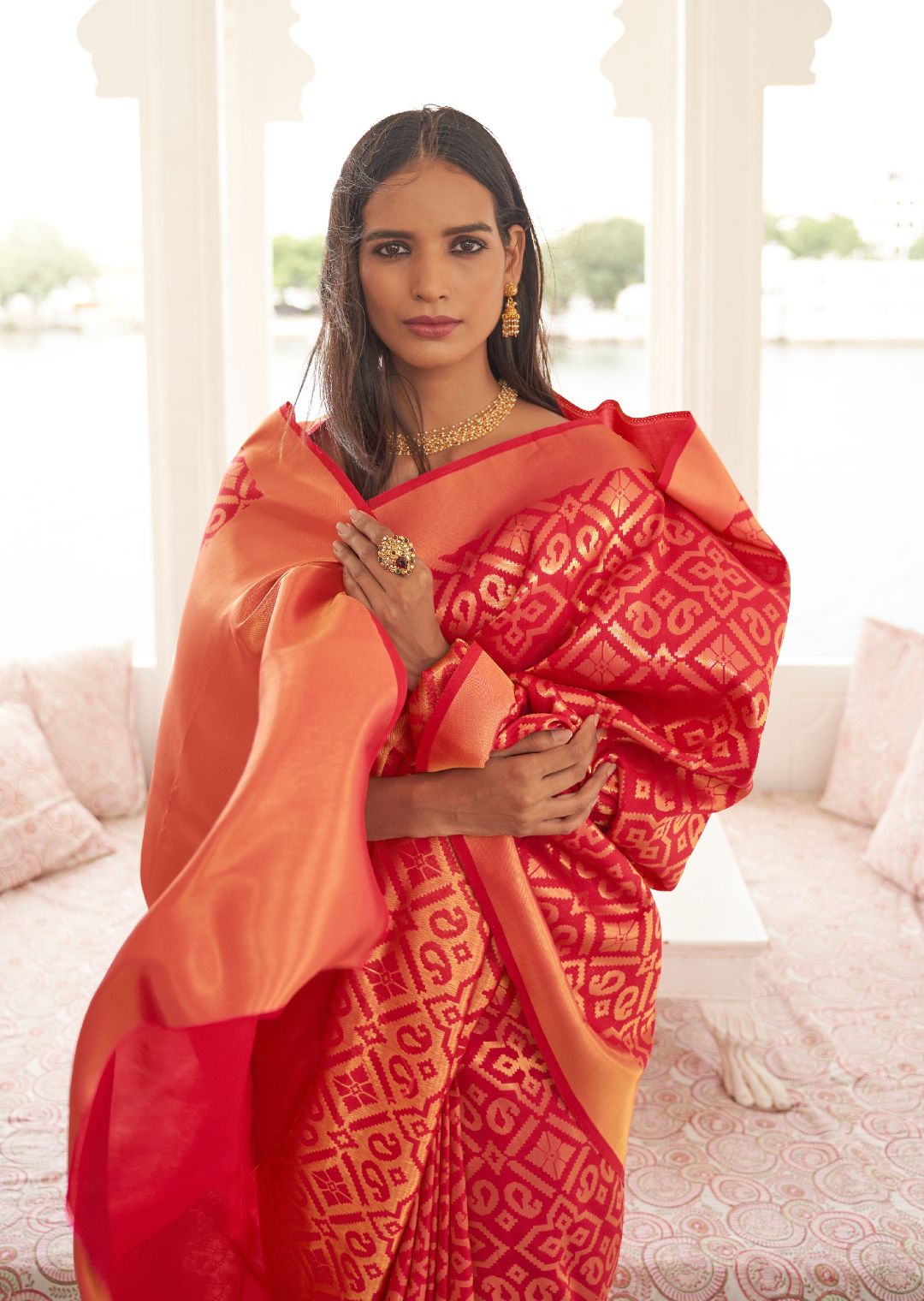 Red Woven Banarasi Silk Saree