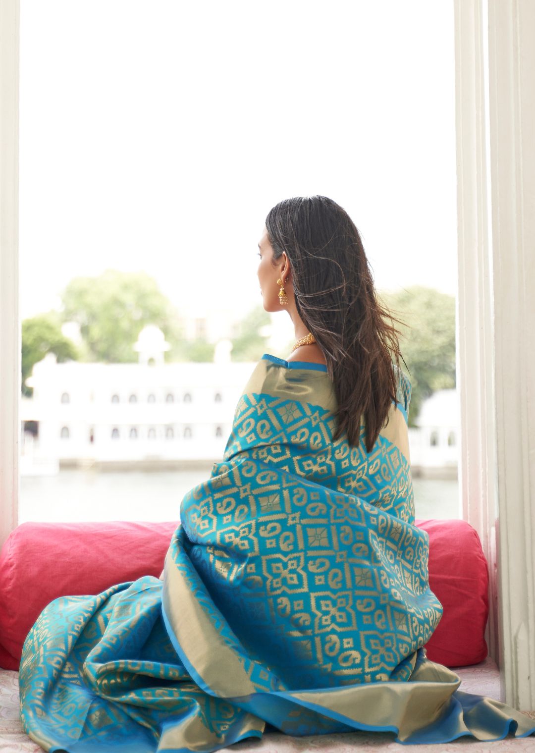 Sapphire Blue Woven Banarasi Silk Saree