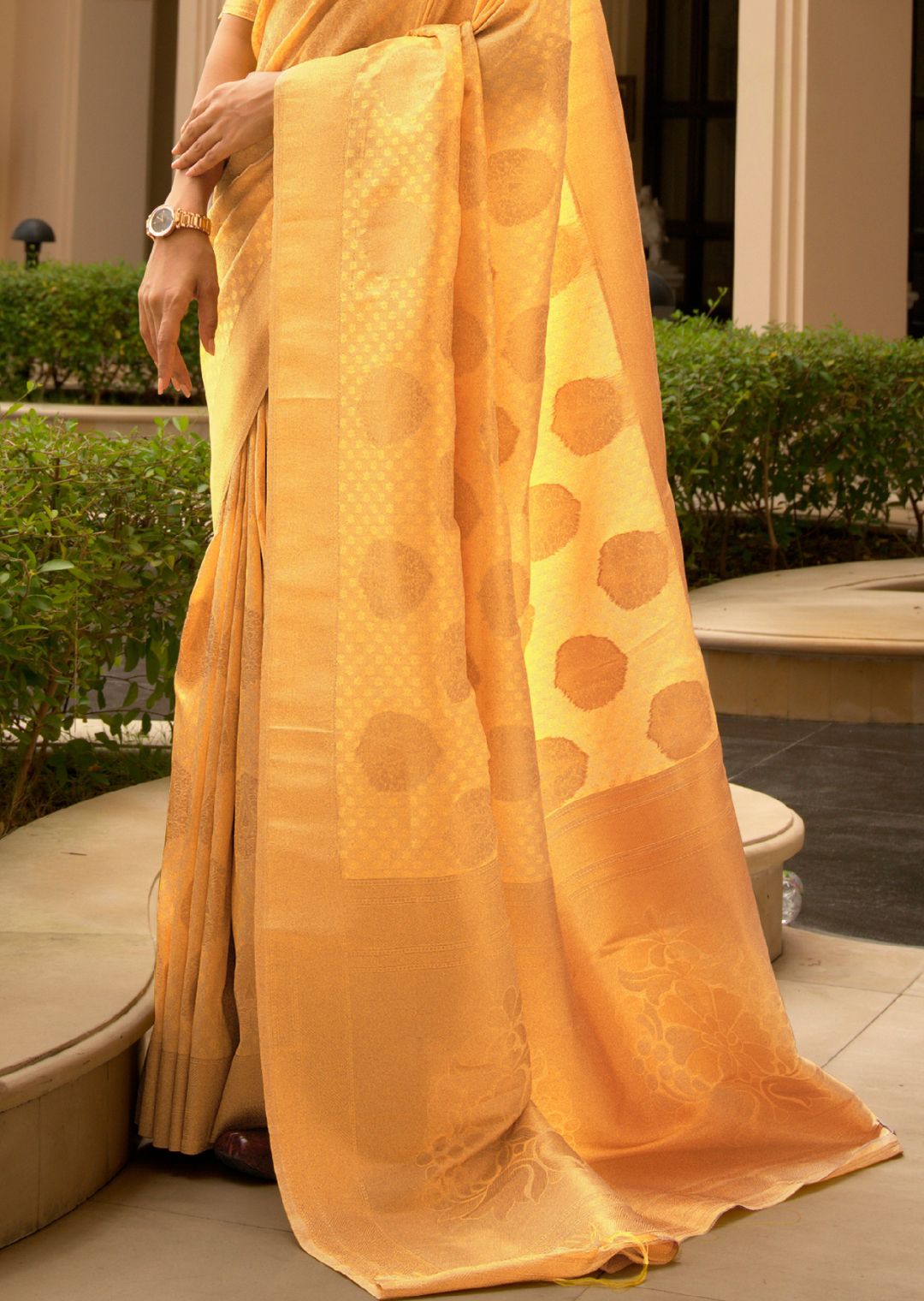 Amber Yellow Silk Traditional Saree – paanericlothing