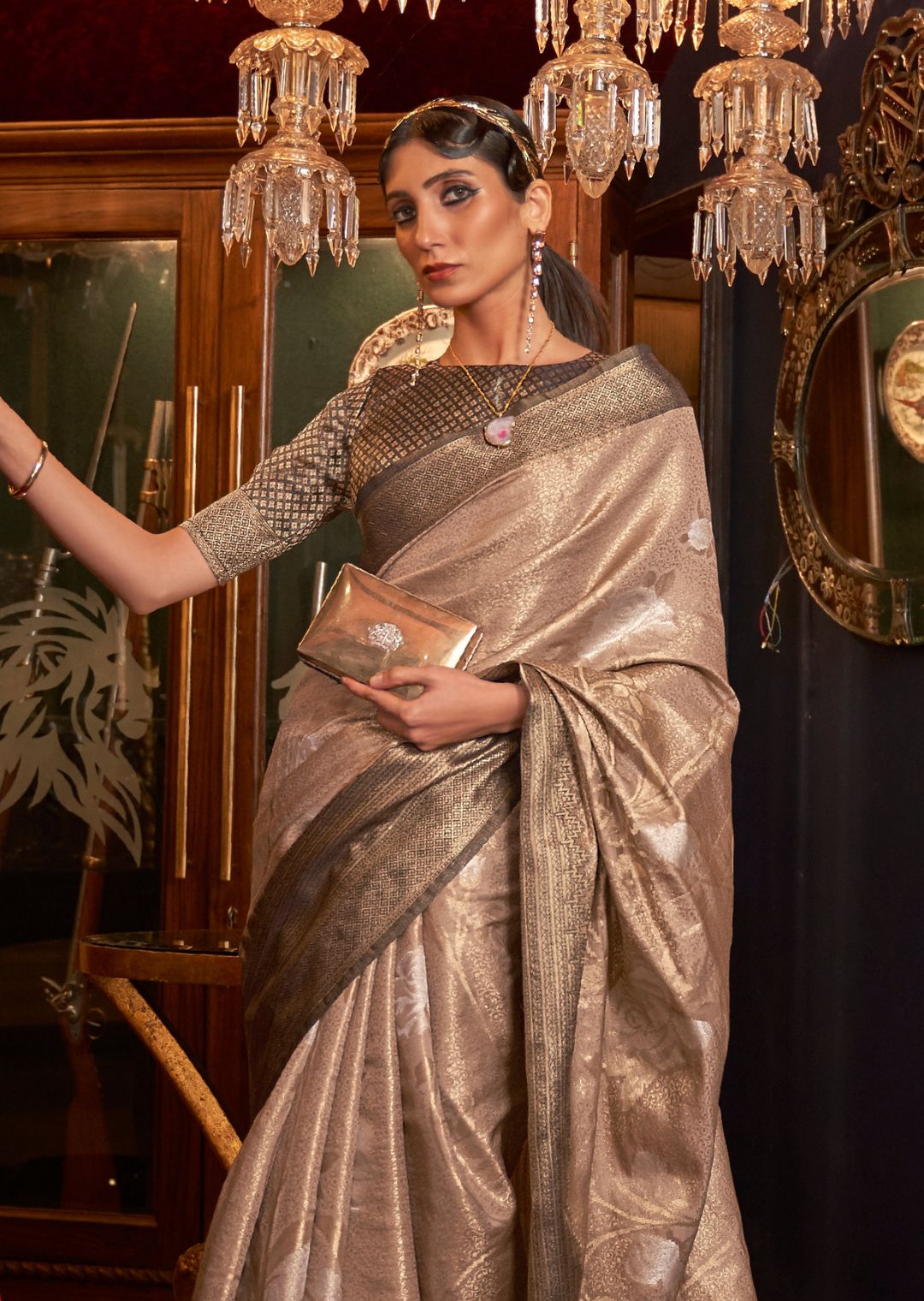 Tanchui Brocade Work Katan Silk Saree in Golden Azure Blue and Parakee –  Bengal Looms India
