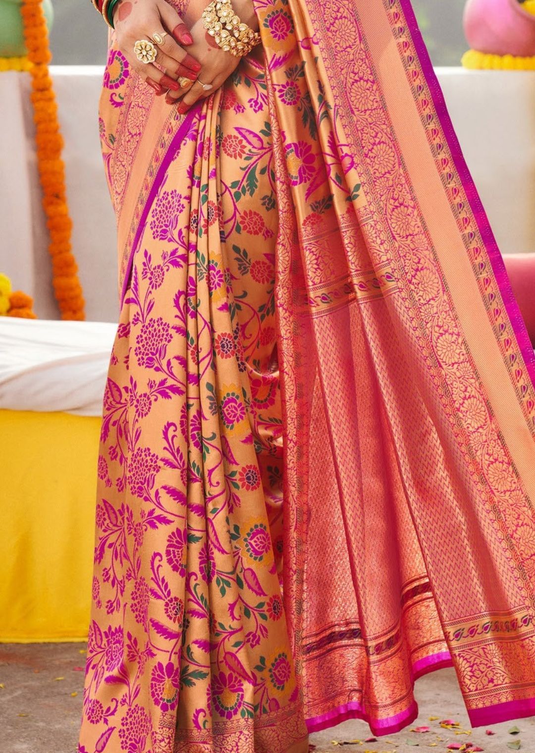 Magenta Purple Woven Traditional Paithani Silk Saree