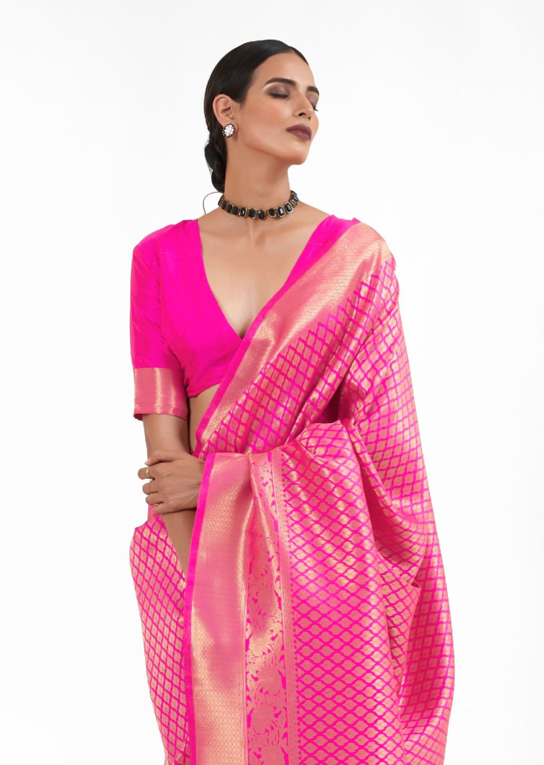 Persian Pink Hand Woven Kanjivaram Silk Saree