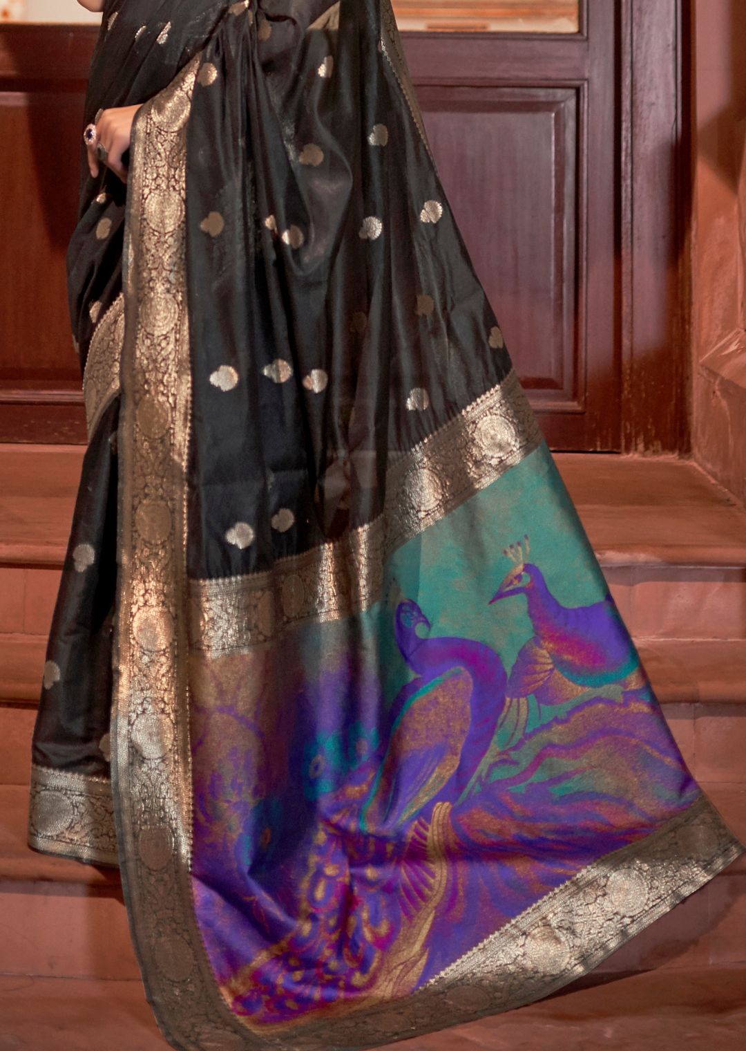 Black Zari Woven Pure Handloom Banarasi Silk Saree