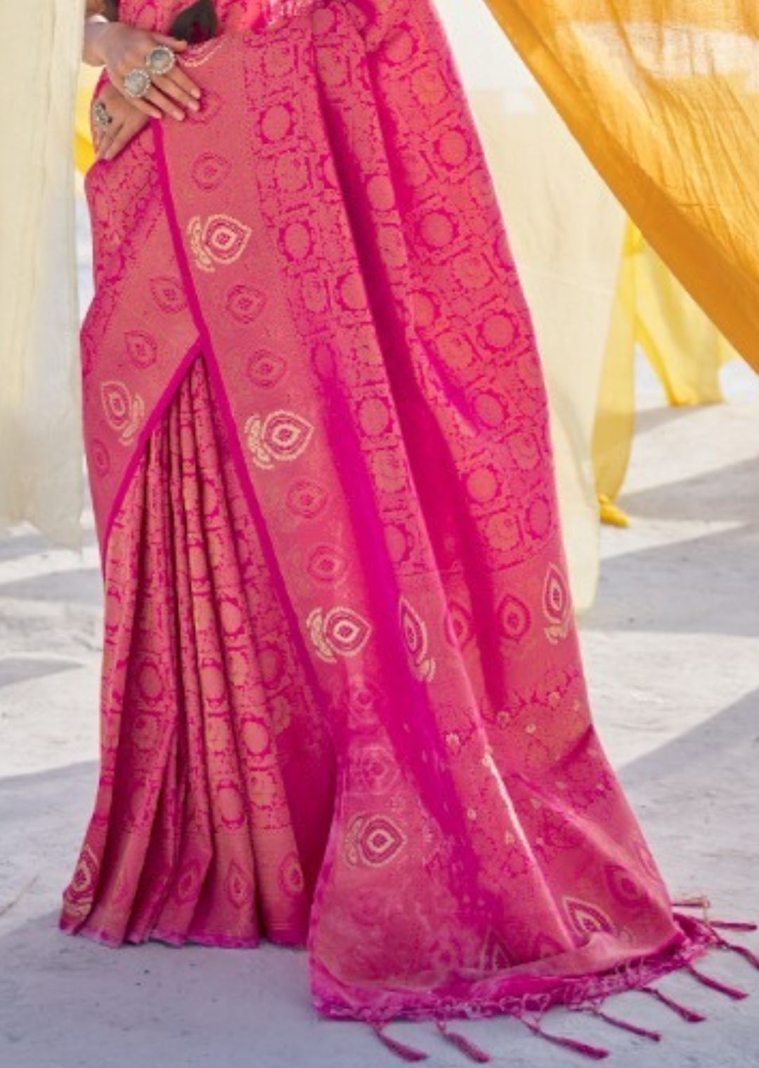 Hot Pink Hand Woven Kanjivaram Silk Saree