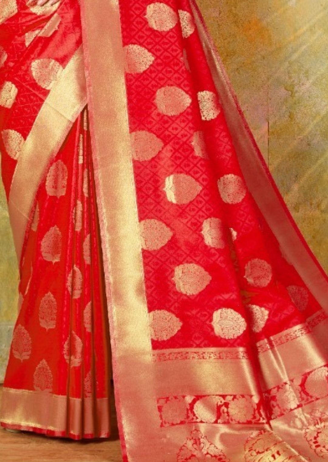 Scarlet Red Woven Banarasi Silk Saree