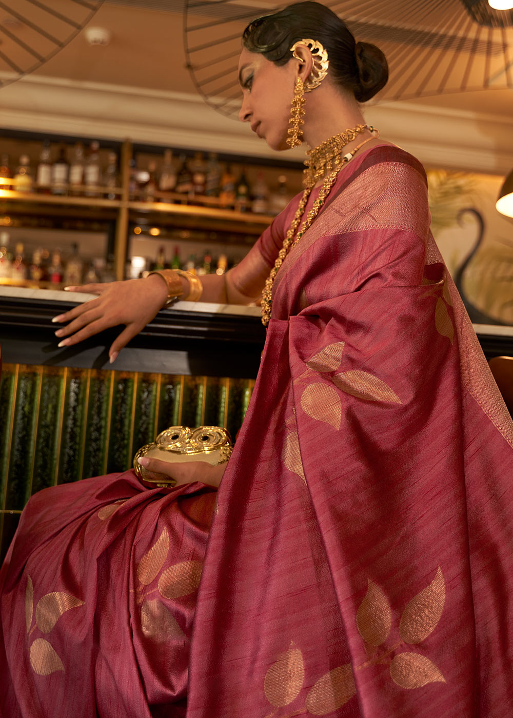 BRICK RED COPPER ZARI WOVEN HANDLOOM SILK SAREE