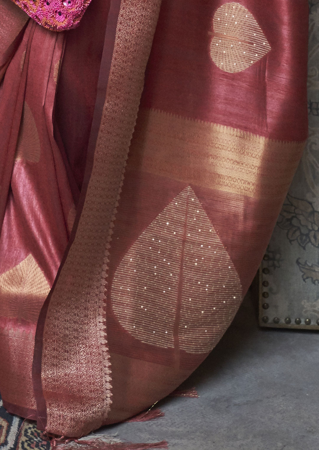 COPPER BROWN COPPER ZARI WOVEN HANDLOOM BANARASI SILK SAREE