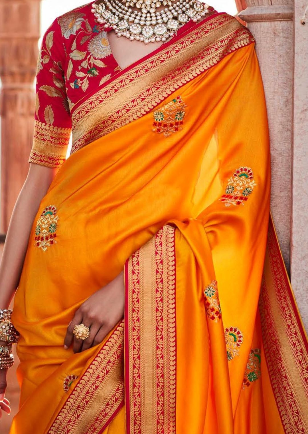 Mustard Yellow Woven Traditional Banarasi Silk Saree