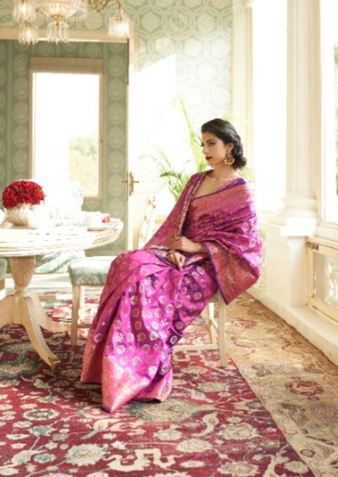 Plum Purple Woven Handloom Zari Silk Saree