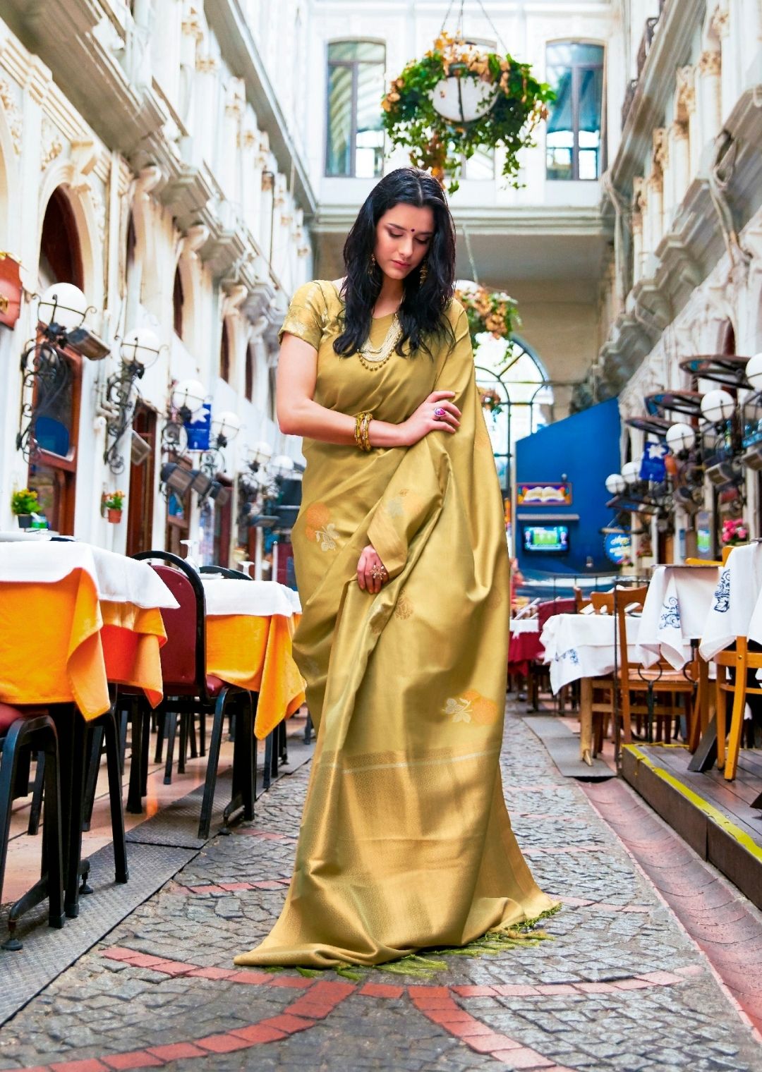 Tussock Golden Brown Hand Woven South Soft Silk Saree