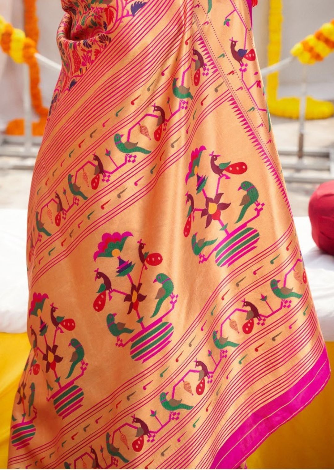 Magenta Purple Woven Traditional Paithani Silk Saree