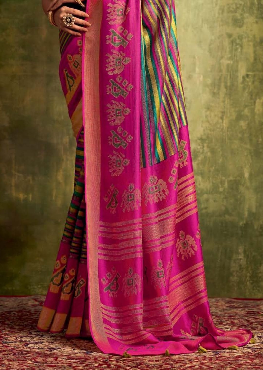 Multicolor Art Silk Saree In Patola Print 4597SR06