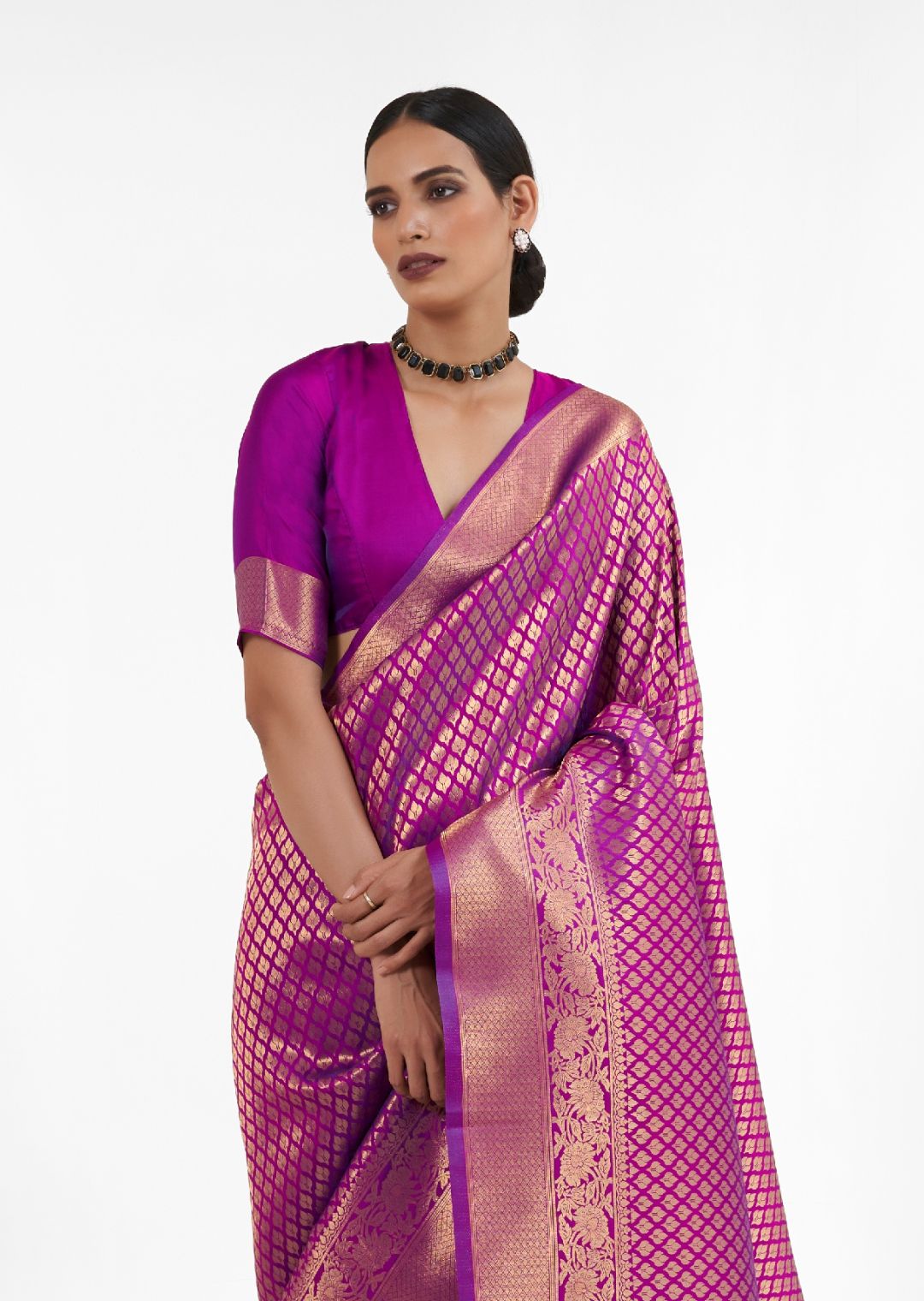 Purple Hand Woven Kanjivaram Silk Saree