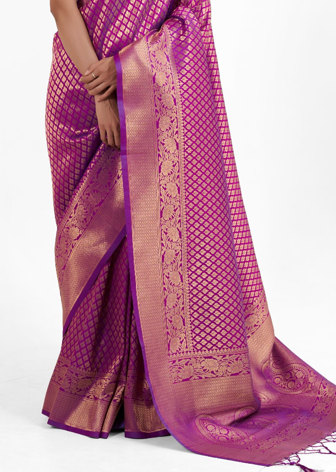 Purple Hand Woven Kanjivaram Silk Saree