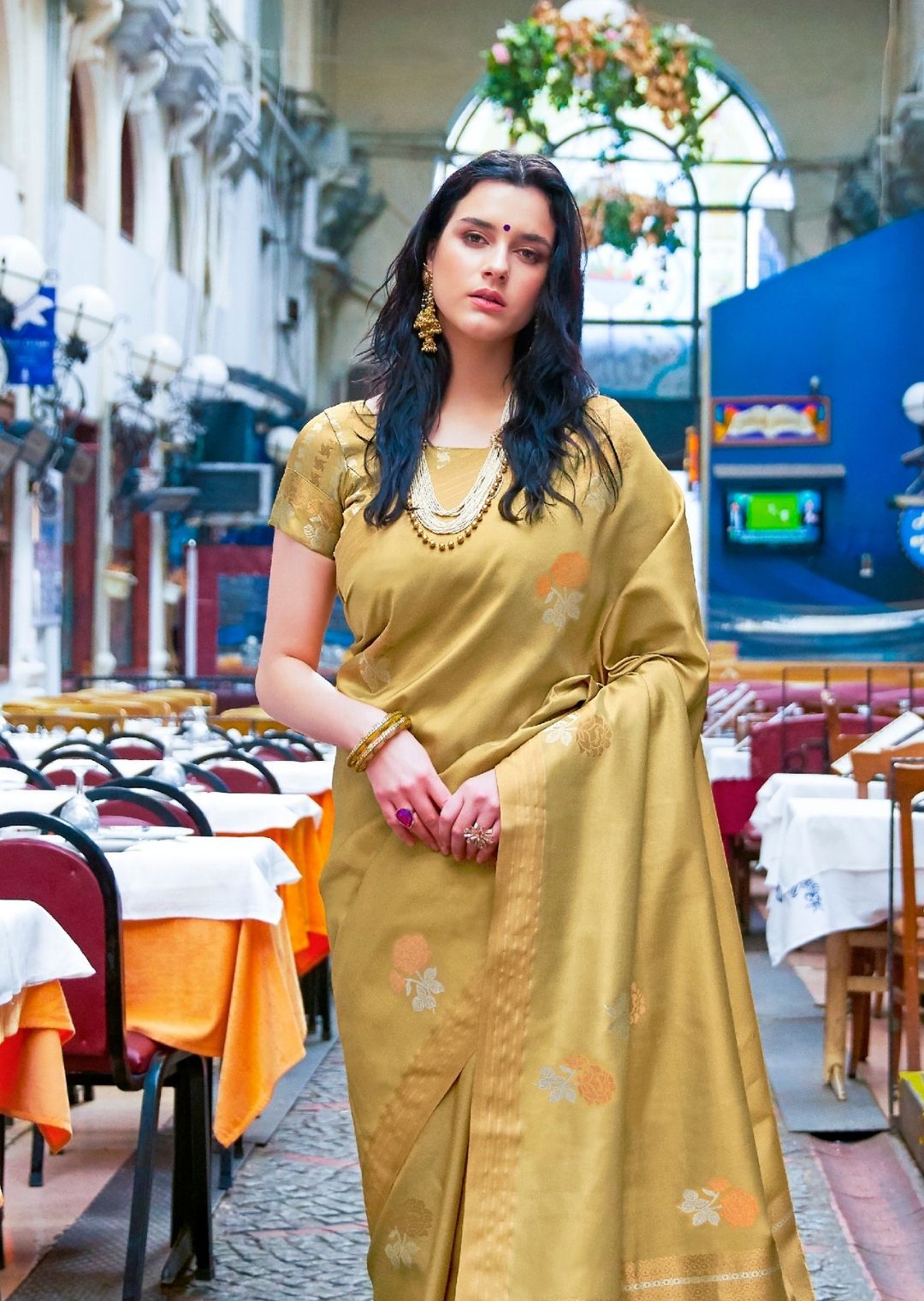 Tussock Golden Brown Hand Woven South Soft Silk Saree