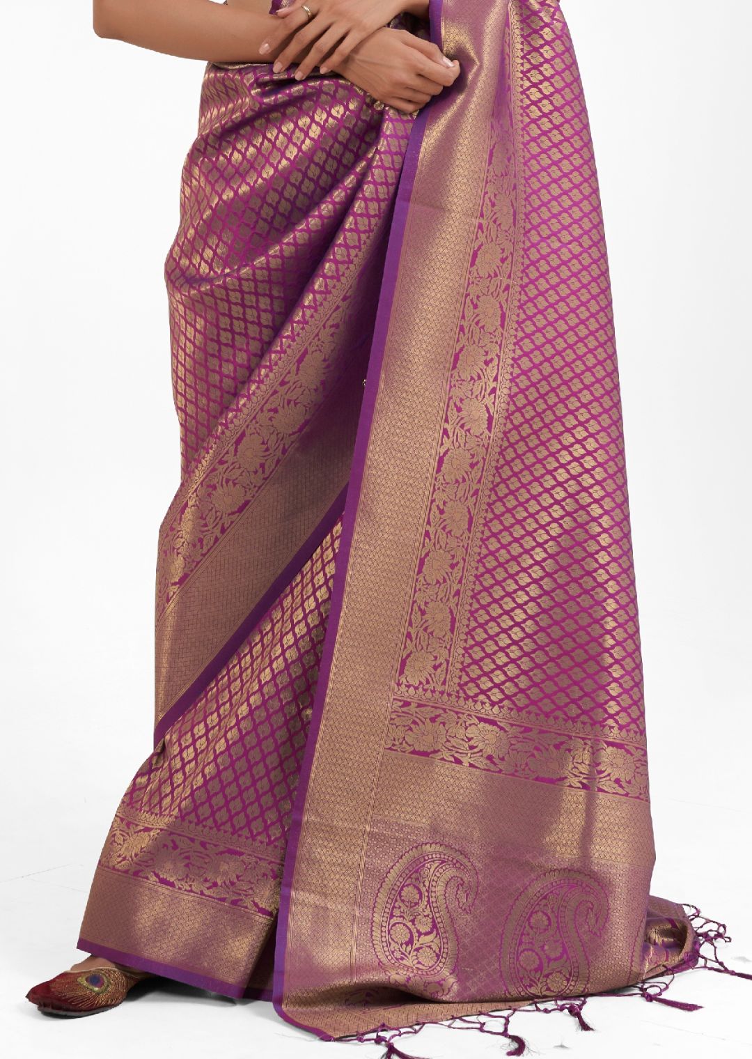 Plum Purple Hand Woven Kanjivaram Silk Saree