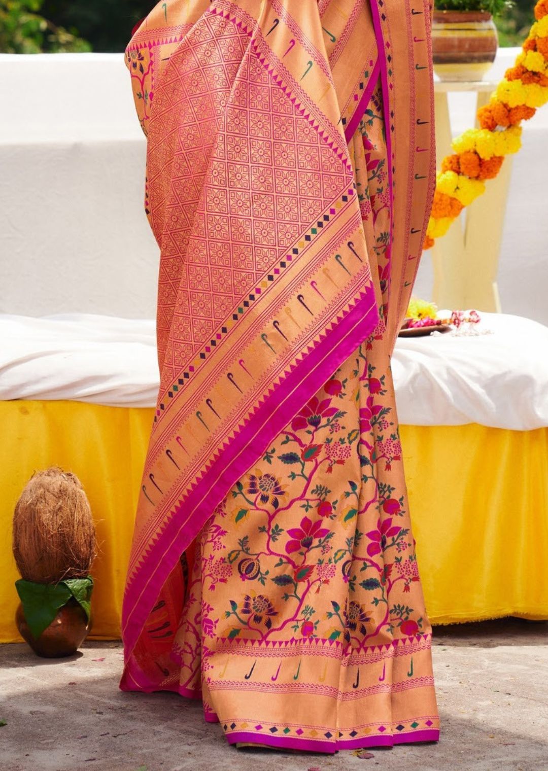 Magenta Purple Woven Traditional Paithani Silk Saree