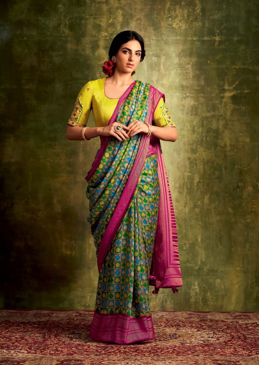 Green Kanchipuram Silk Saree By Royal Bottle Green Pink Combination Fo –  Saree Suit
