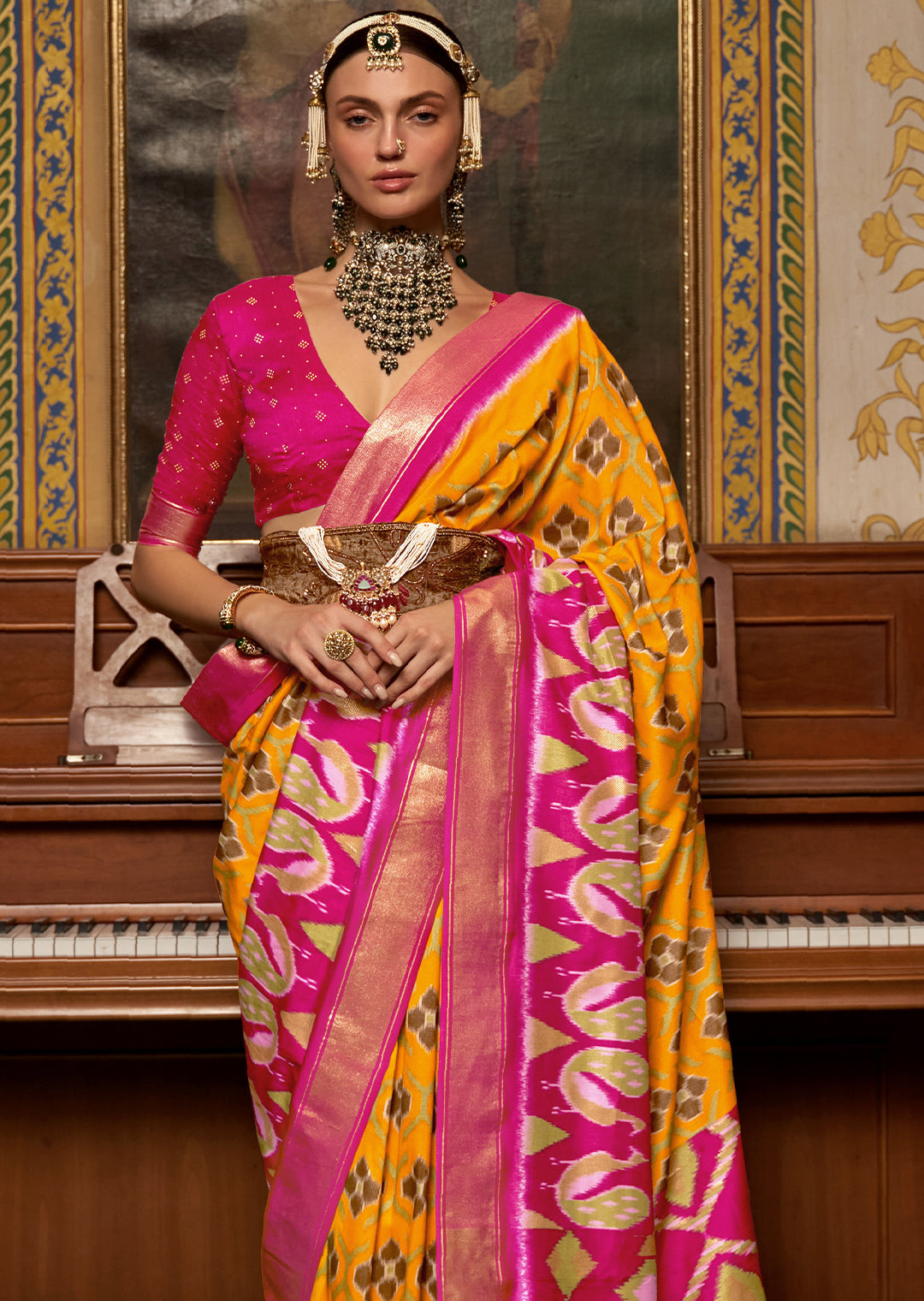 ROYAL YELLOW WOVEN PATOLA SILK SAREE