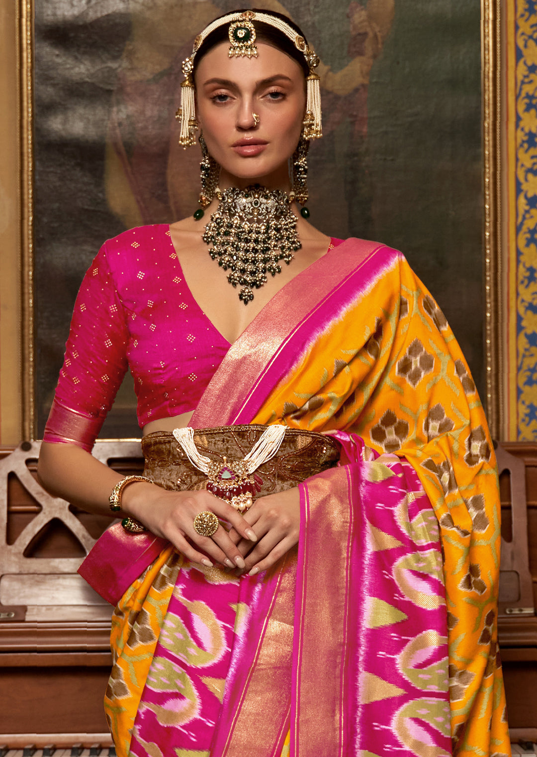 ROYAL YELLOW WOVEN PATOLA SILK SAREE