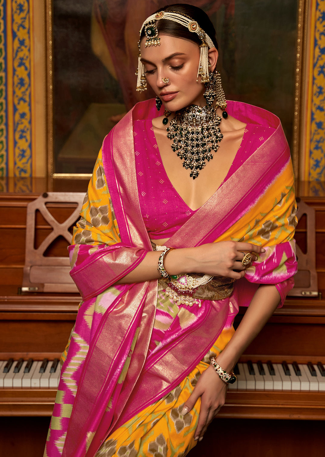 ROYAL YELLOW WOVEN PATOLA SILK SAREE