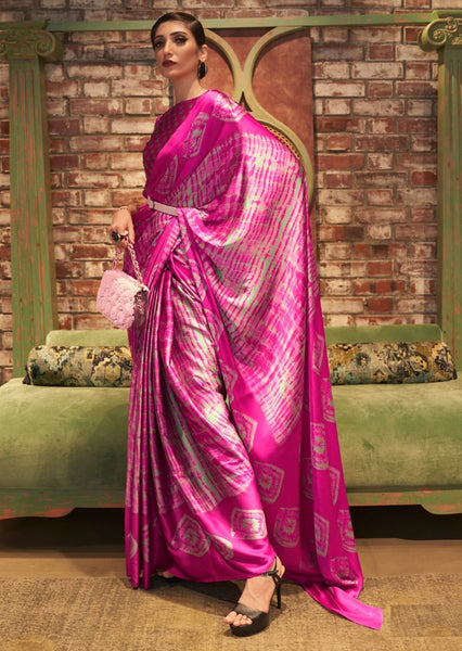 Hot Pink Banarasi Silk Saree – Vishnu Weaves