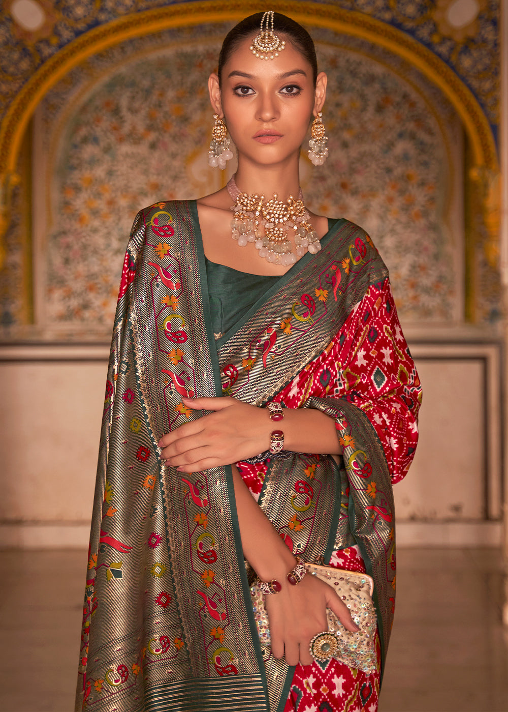 RED WOVEN PATOLA PAITHANI SILK SAREE