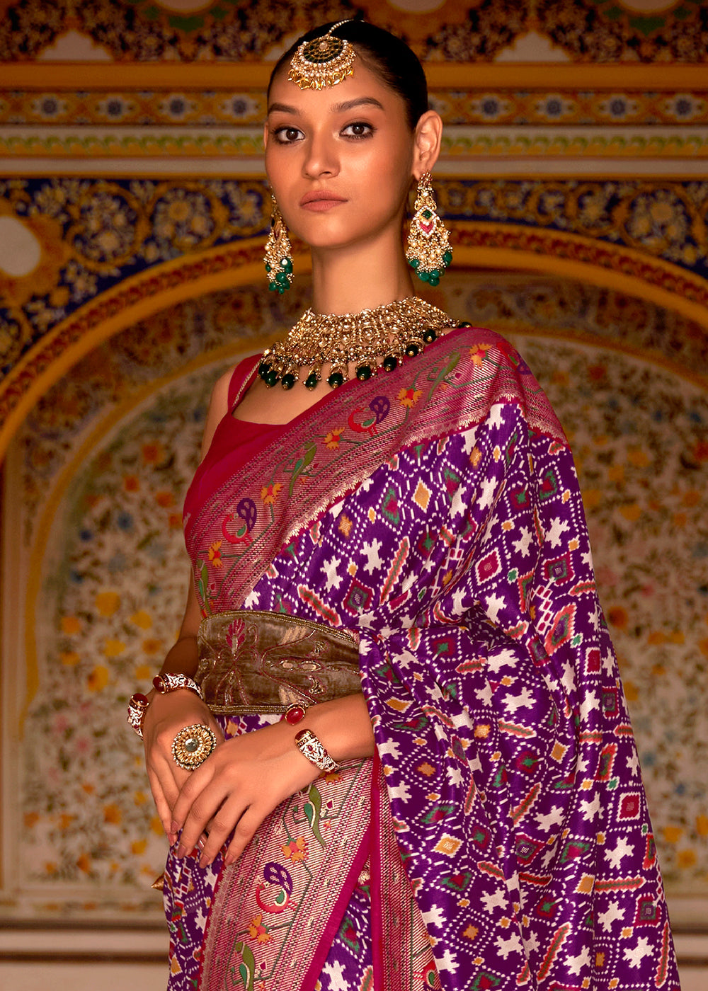 VIOLET WOVEN PATOLA PAITHANI SILK SAREE