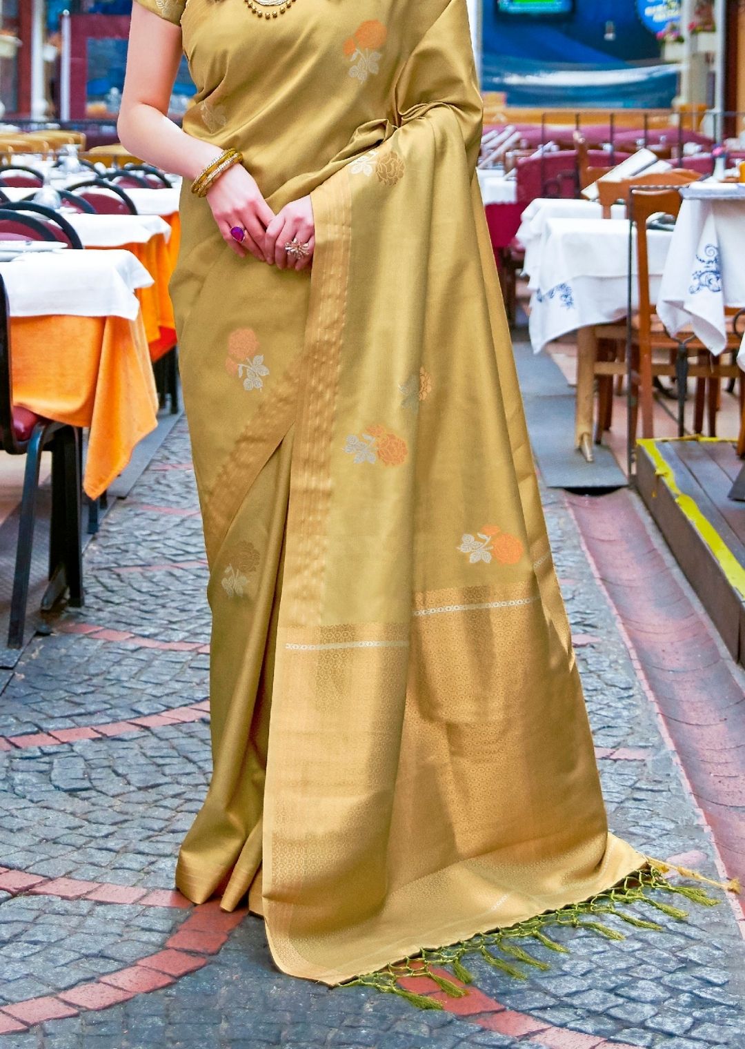 Tussock Golden Brown Hand Woven South Soft Silk Saree