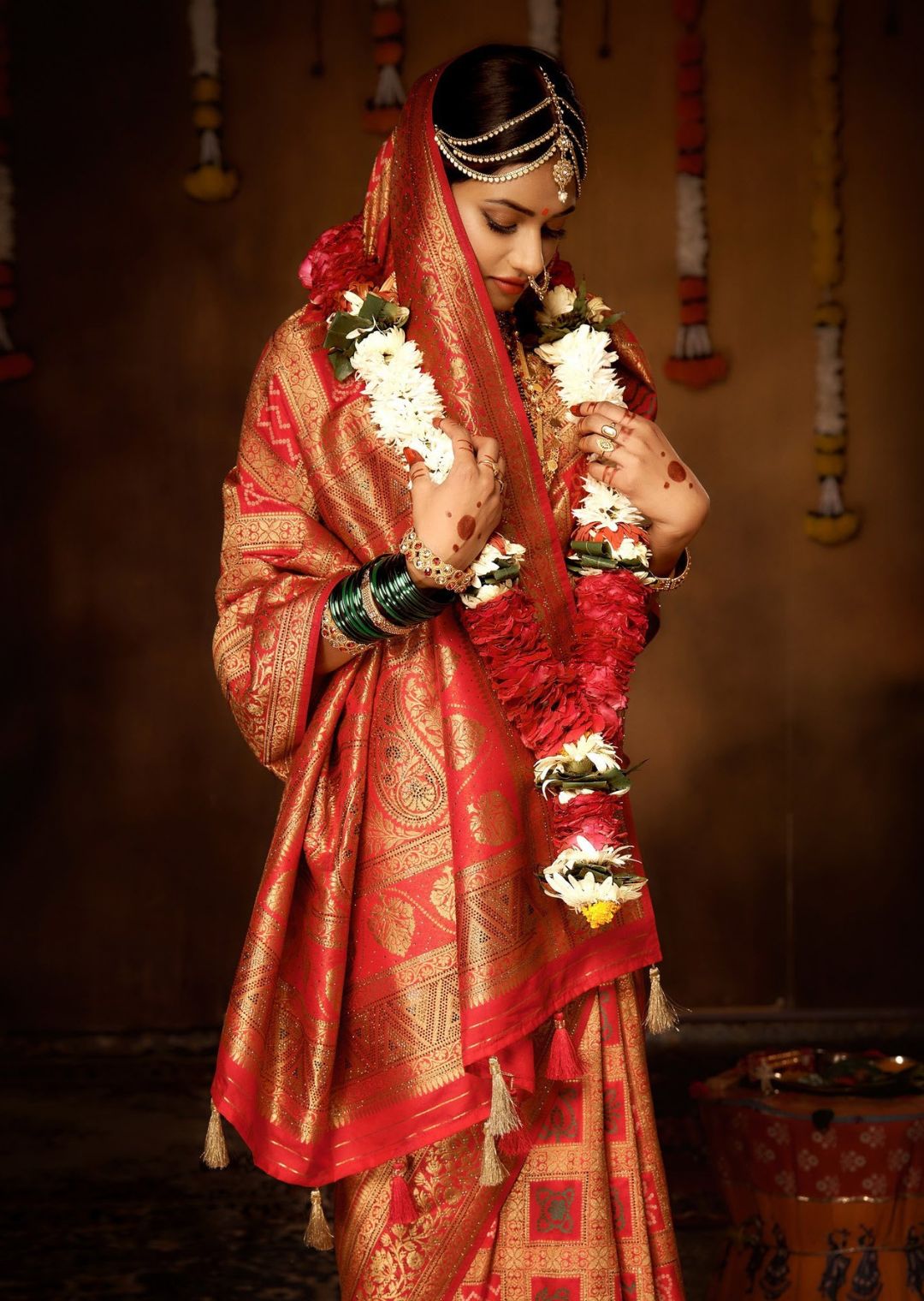 Red Zari Woven Traditional Bandhani Silk Saree