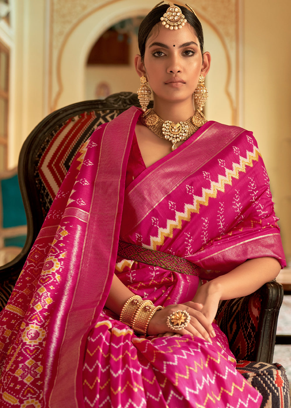 RUBY PINK WOVEN HANDLOOM PATOLA SILK SAREE