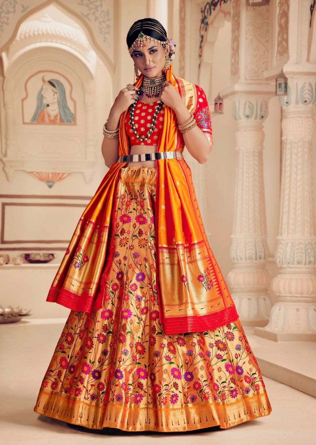 Lehenga Choli, Indian Dress Banarasi Silk Lehenga Inner Cancan Canvas Semi  Stitch Lehenga Choli Traditional Women's Lehenga Choli - Etsy