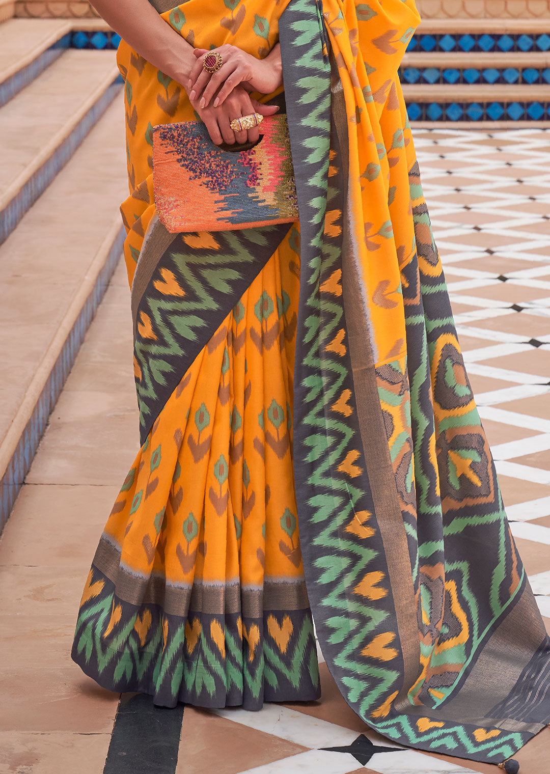 ROYAL YELLOW WOVEN PATOLA SILK SAREE