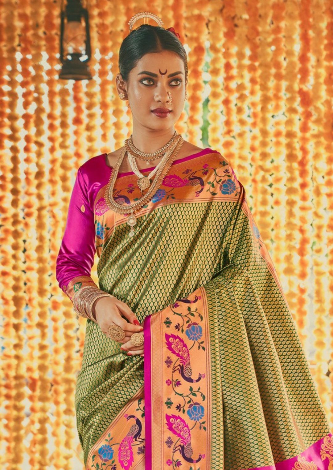 Green Woven Kanjivaram Traditional Paithani Silk Saree