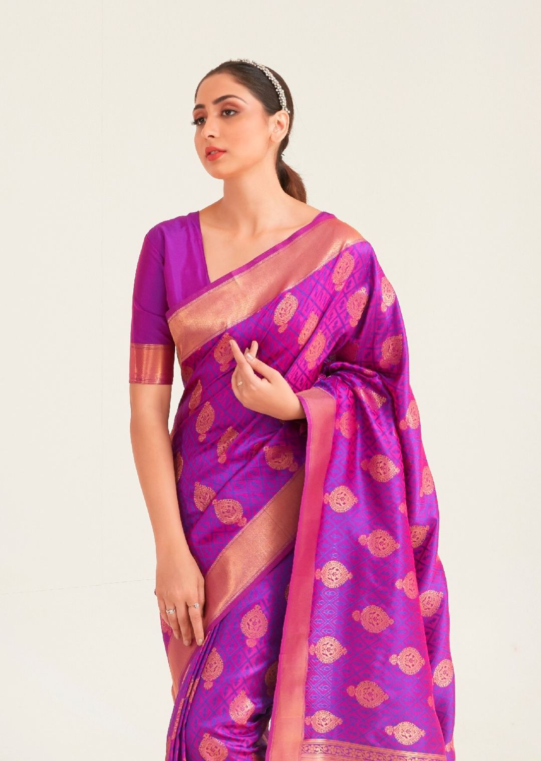 Purple Zari Woven Banarasi Silk Saree