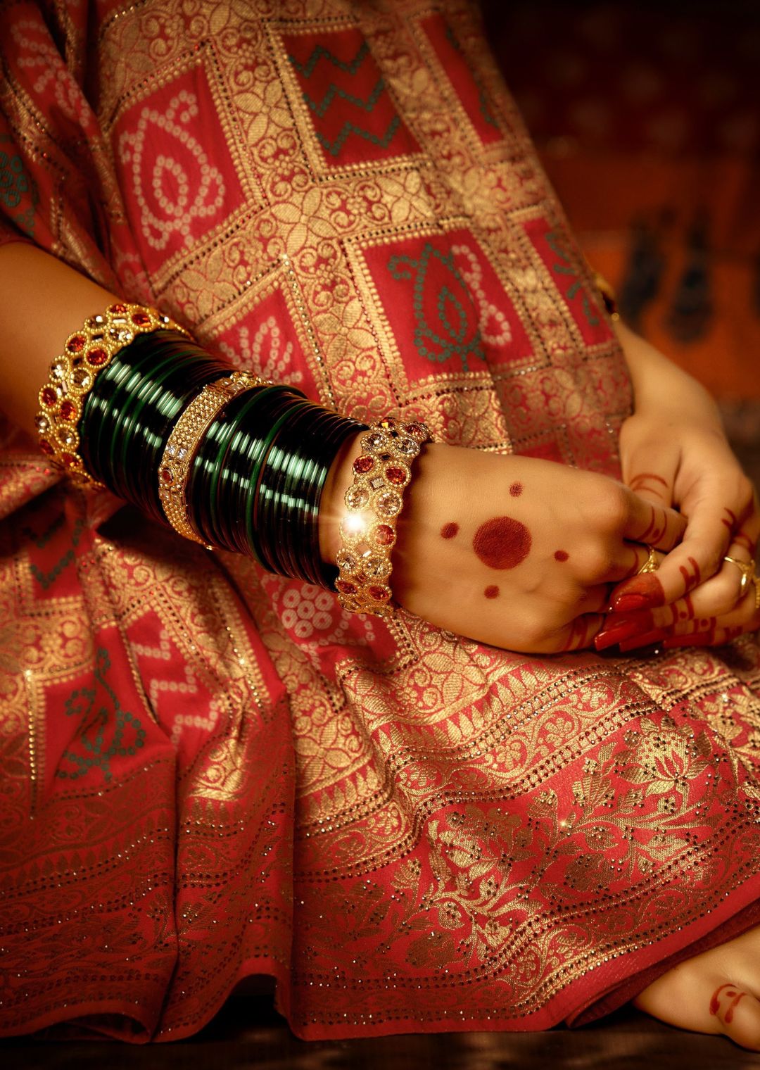 Red Zari Woven Traditional Bandhani Silk Saree