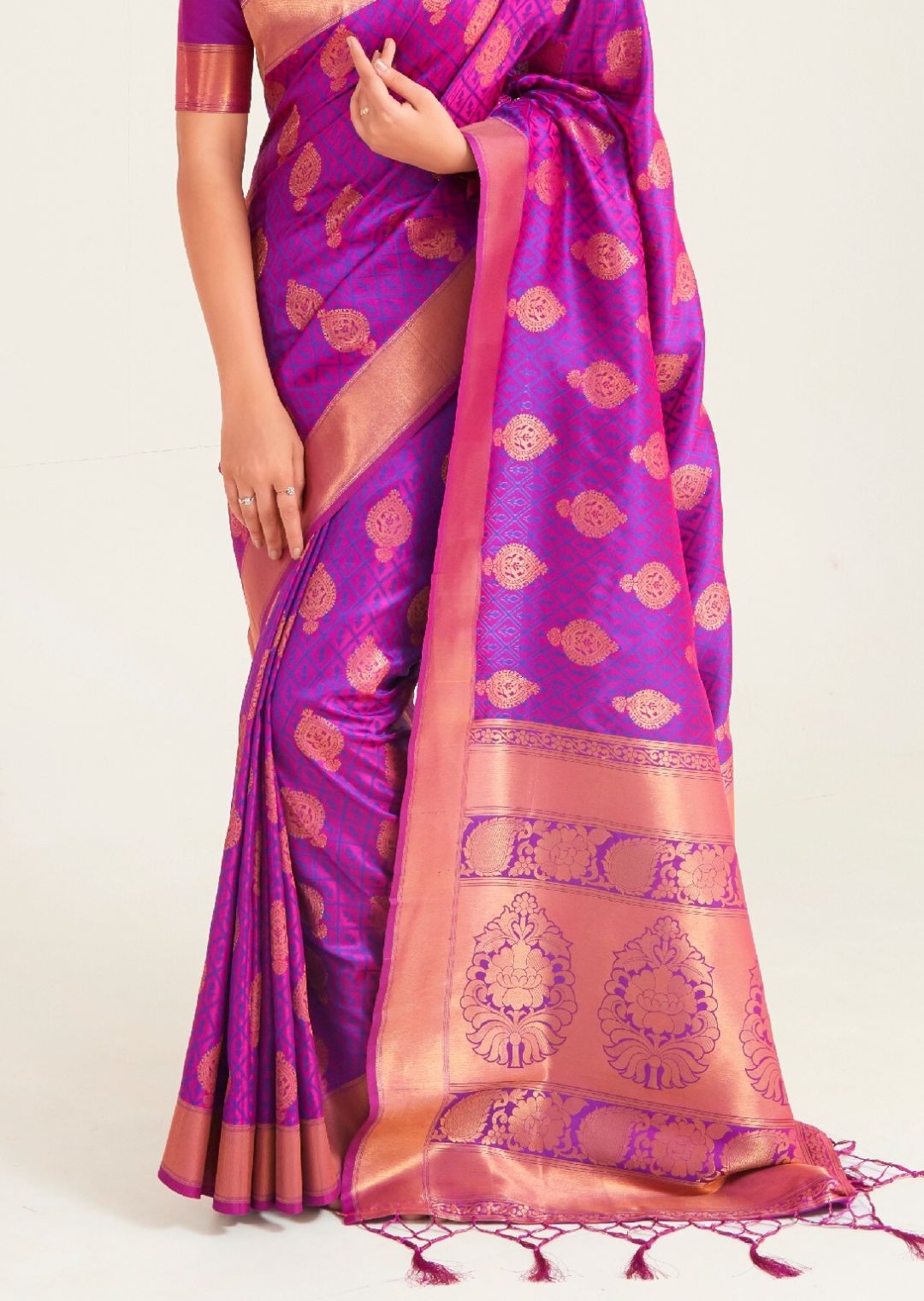 Purple Zari Woven Banarasi Silk Saree