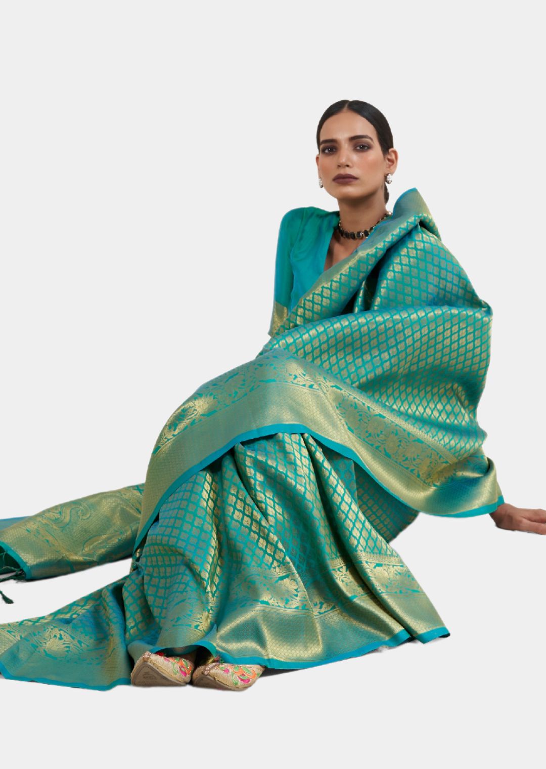 Peacock Green Hand Woven Kanjivaram Silk Saree