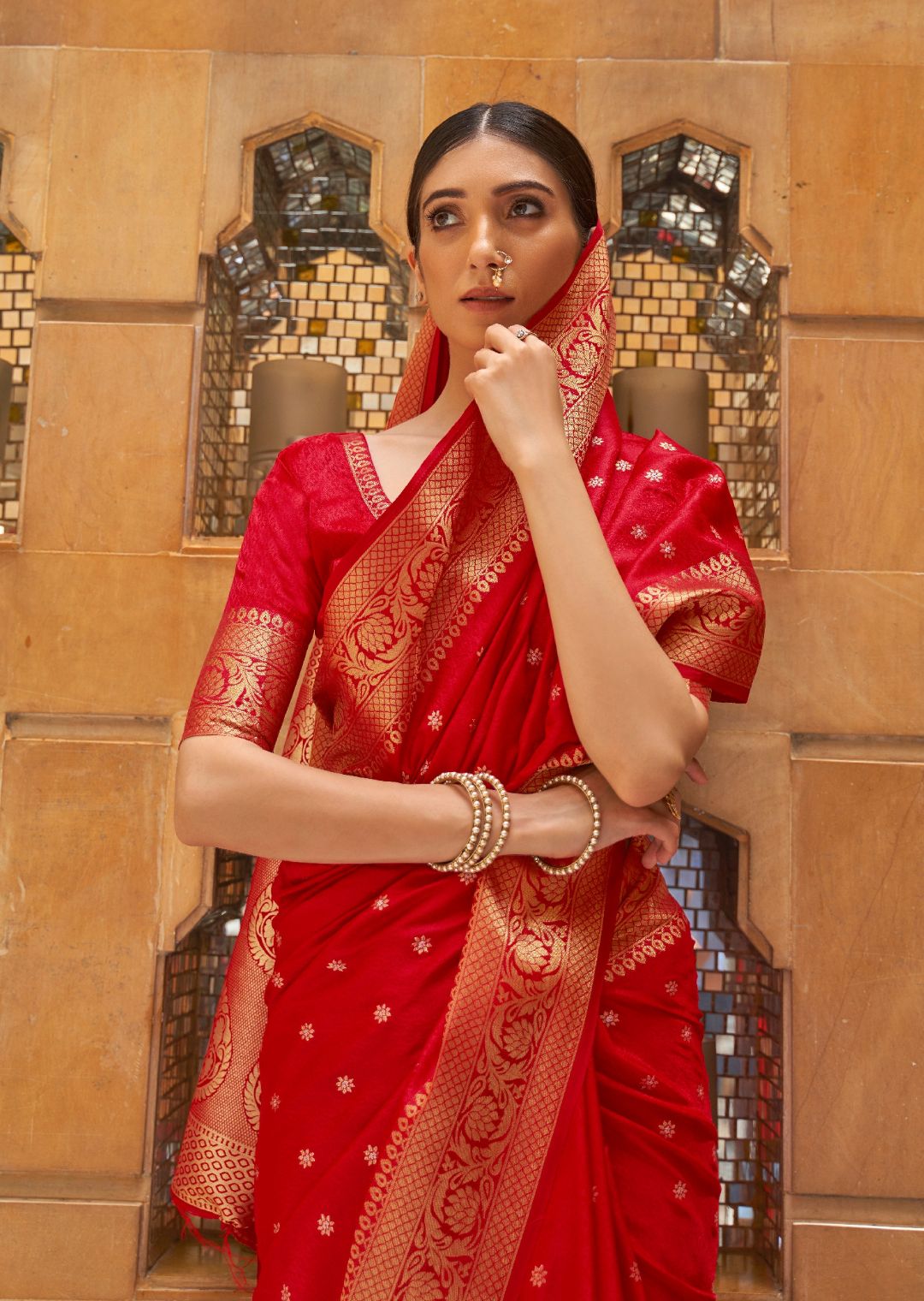 Red Woven Handloom Zari Silk Saree